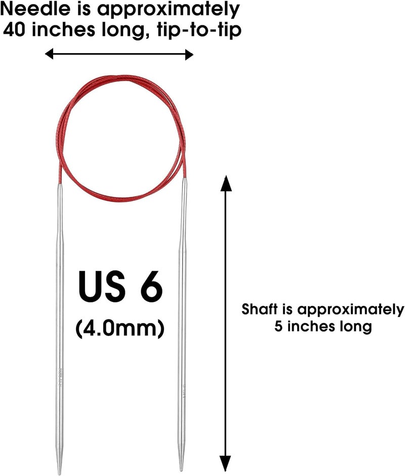 Stithoo Circular Knitting Needles 40inch (100cm) Stainless Steel Knitting Needles Size US 6 (4mm) with 1 Sturdy Stitch Holder - Image 2